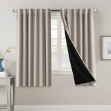 H.VERSAILTEX 100% Blackout Curtains for Bedroom with Black Liner Full Room Darkening Back Tab Rod Pocket 2 Panels