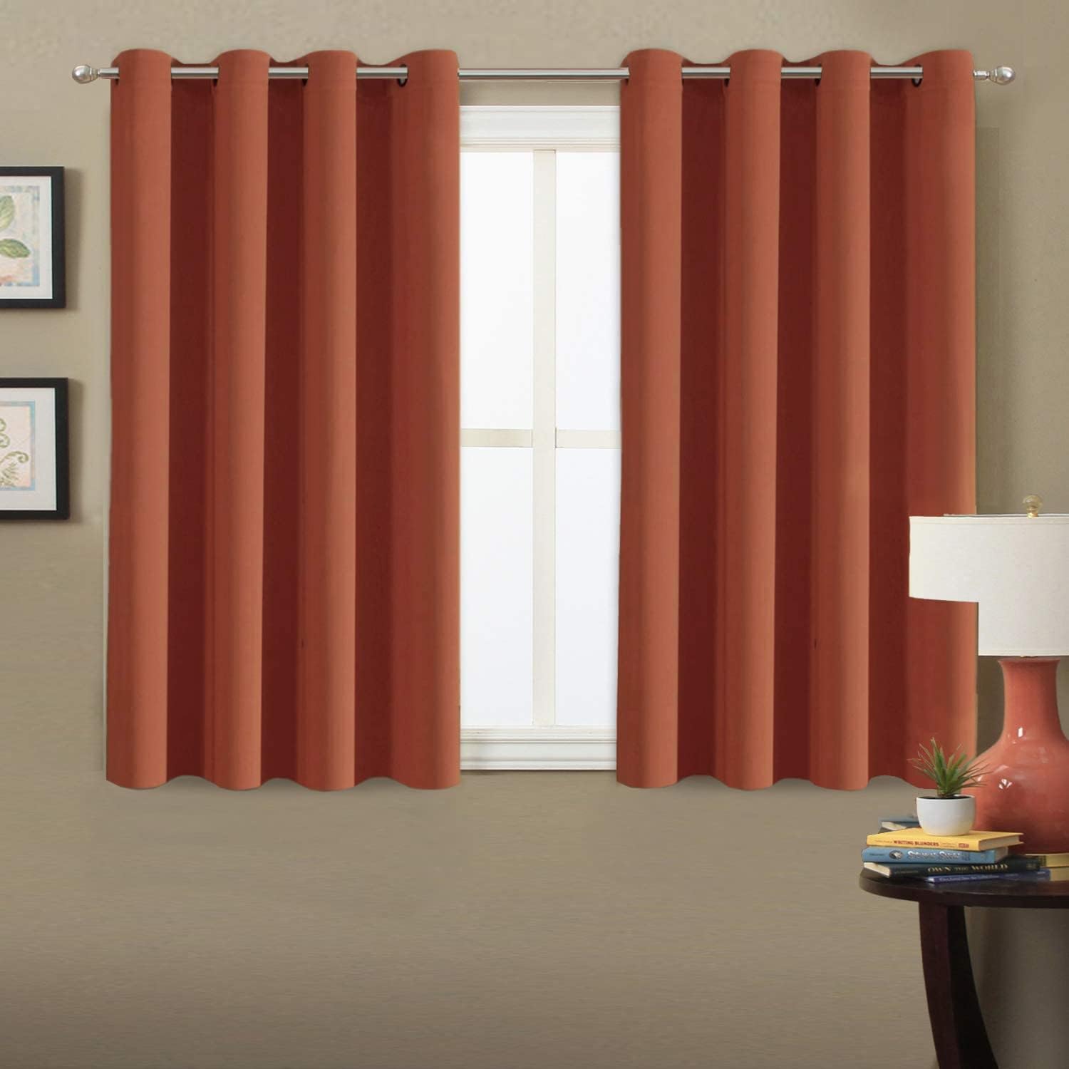 100% Blackout Thermal Insulated Grommet Solid Color Curtains