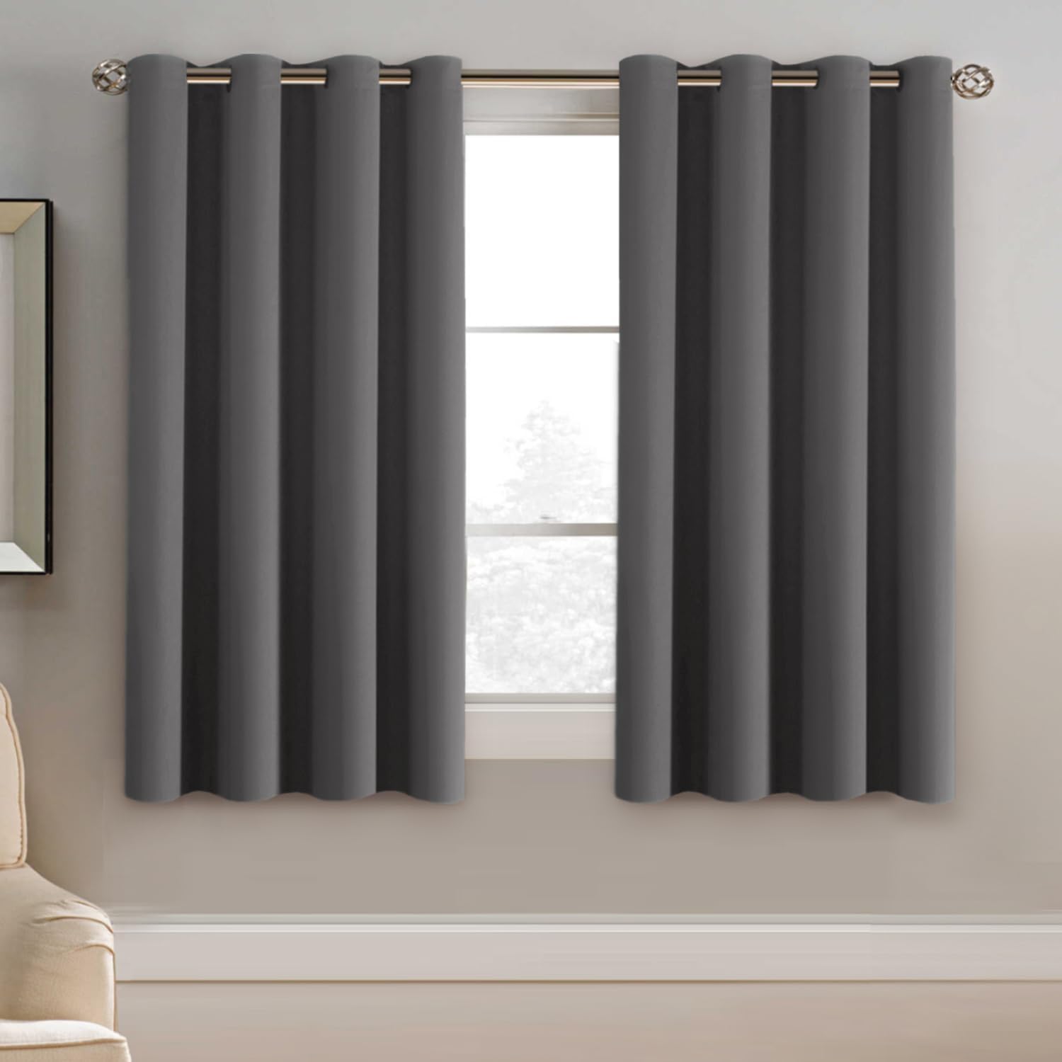 100% Blackout Thermal Insulated Grommet Solid Color Curtains