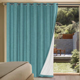 Durable Thick Textured Linen Look 100% Blackout Patio Door Grommet Curtain One Panel