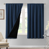 H.VERSAILTEX 100% Blackout Short Curtains for Bedroom Kitchen Privacy Energy Saving Curtain Tiers Set of 2