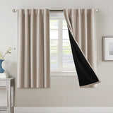 H.VERSAILTEX 100% Blackout Curtains for Bedroom with Black Liner Full Room Darkening Back Tab Rod Pocket 2 Panels