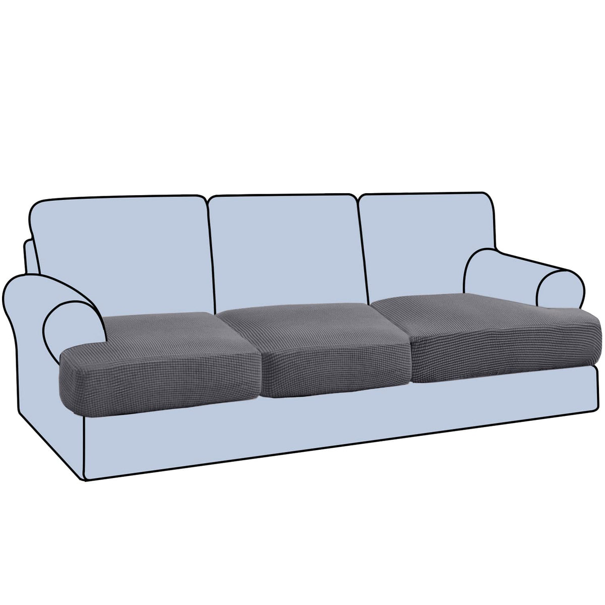 H.VERSAILTEX Stretch 2 Piece T Cushion Sofa Slipcovers Individually Sofa Cushion Covers for 2 Cushion Couch Sofa Seat Cushion Covers with Elastic Bands Featuring Thicker Jacquard Fabric, Dusty Blue