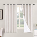 Linen Blackout Thermal Insulated  White Liner Grommet Top Curtains