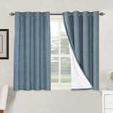 Linen Blackout Thermal Insulated  White Liner Grommet Top Curtains