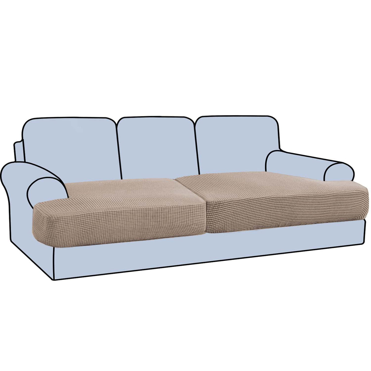 H.VERSAILTEX Stretch 2 Piece T Cushion Sofa Slipcovers Individually Sofa Cushion Covers for 2 Cushion Couch Sofa Seat Cushion Covers with Elastic Bands Featuring Thicker Jacquard Fabric, Dusty Blue