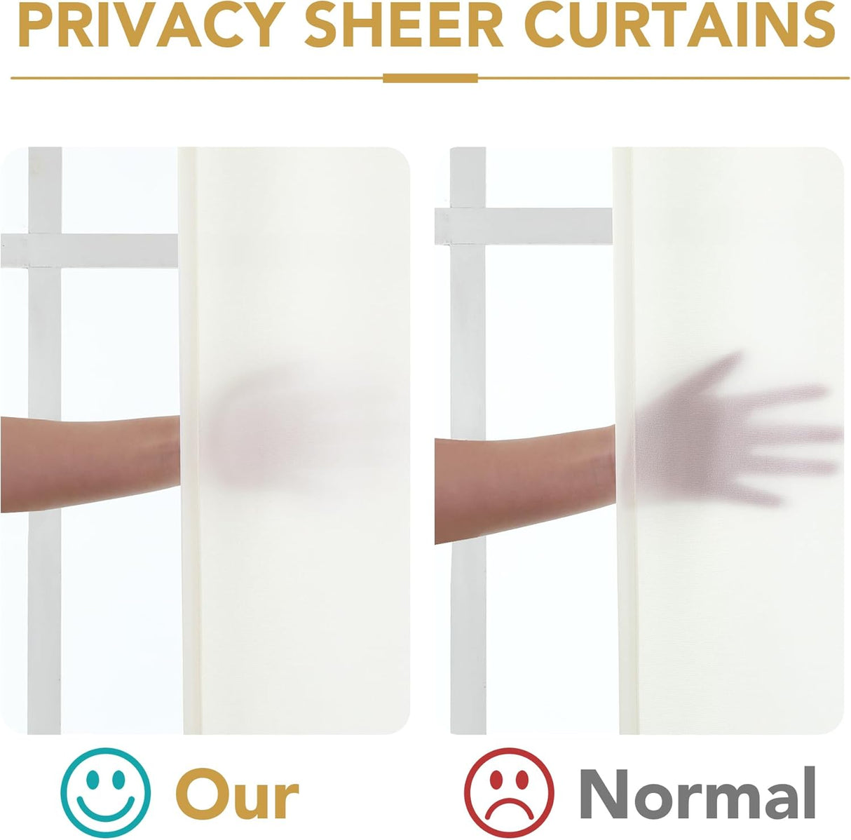 H.VERSAILTEX Sheer Curtains 84 inches Long Non-See-Through Farmhouse Curtains for Living Room Light Filtering Semi Sheer Panels for Bedroom Privacy Window Drapes 2 Panels Rod Pocket, Beige