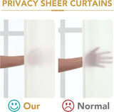 H.VERSAILTEX Sheer Curtains 84 inches Long Non-See-Through Farmhouse Curtains for Living Room Light Filtering Semi Sheer Panels for Bedroom Privacy Window Drapes 2 Panels Rod Pocket, Beige