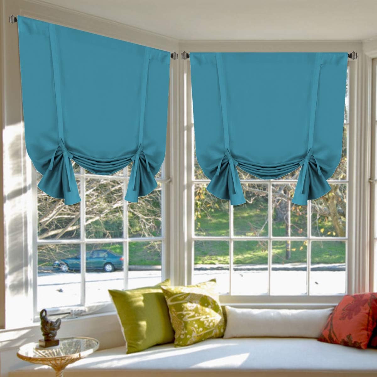 Valances Tie Up Curtains Roman Balloon Blind Rod Pocket Short Curtain
