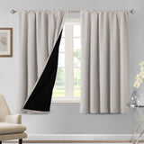 H.VERSAILTEX 100% Blackout Short Curtains for Bedroom Kitchen Privacy Energy Saving Curtain Tiers Set of 2