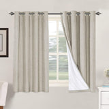 Linen Blackout Thermal Insulated  White Liner Grommet Top Curtains