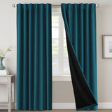 H.VERSAILTEX 100% Blackout Curtains for Bedroom with Black Liner Full Room Darkening Back Tab Rod Pocket 2 Panels