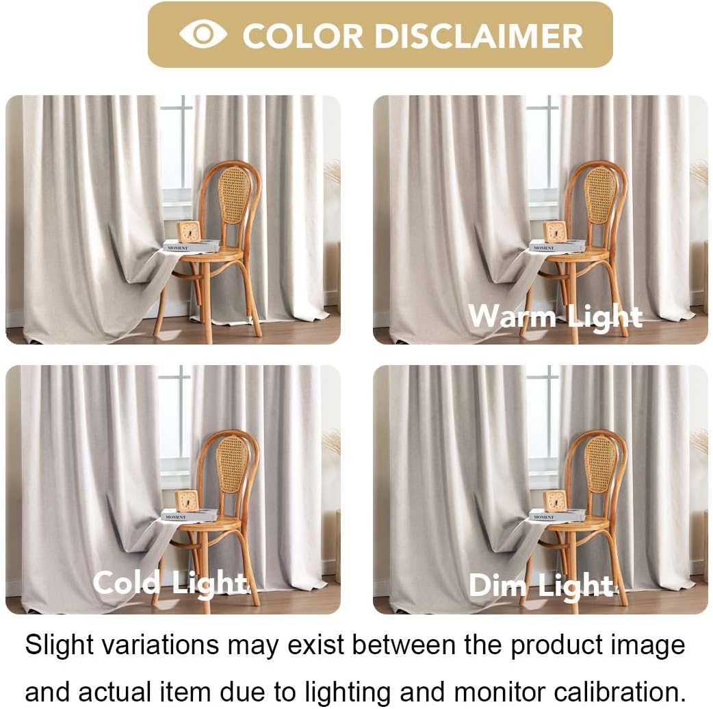 H.VERSAILTEX 100% Blackout Curtains Back Tab Full Light Blocking Thermal Insulated 2 Panels