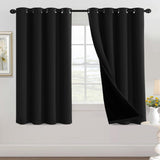 100% Blackout Black Liners Grommet Solid Color Curtains