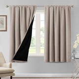 H.VERSAILTEX 100% Blackout Short Curtains for Bedroom Kitchen Privacy Energy Saving Curtain Tiers Set of 2