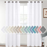 H.VERSAILTEX Linen Sheer Curtains 84 Inch Length Semi Sheer Curtains for Living Room Light Filtering Curtains, 2 Panels (52" W x 84" L, Sea Mist)
