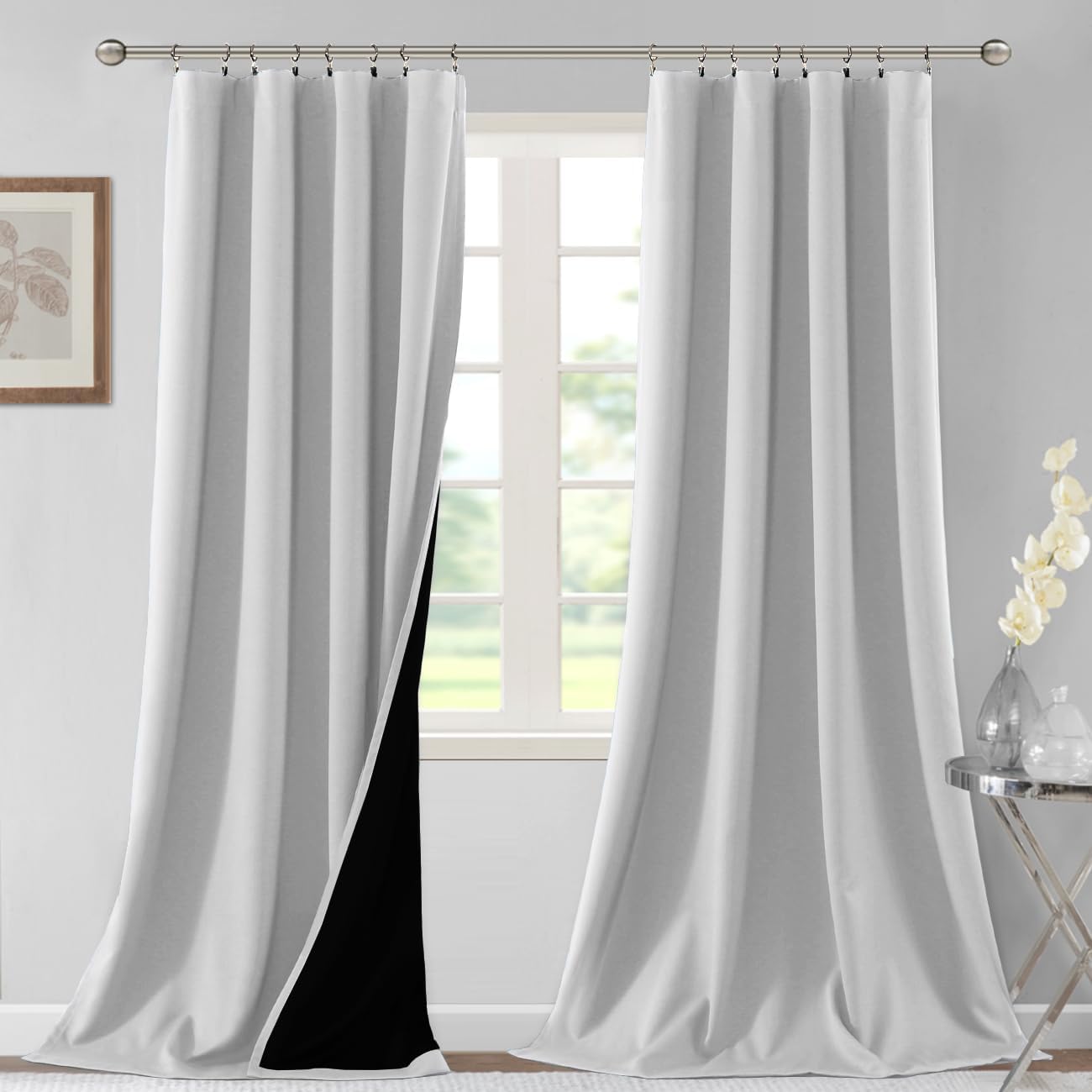 H.VERSAILTEX 100% Blackout Short Curtains for Bedroom Kitchen Privacy Energy Saving Curtain Tiers Set of 2