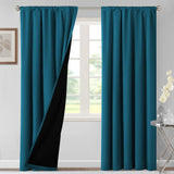 H.VERSAILTEX 100% Blackout Short Curtains for Bedroom Kitchen Privacy Energy Saving Curtain Tiers Set of 2
