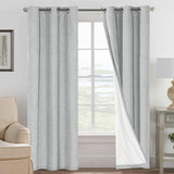 Linen Blackout Thermal Insulated  White Liner Grommet Top Curtains