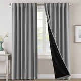 H.VERSAILTEX 100% Blackout Curtains for Bedroom with Black Liner Full Room Darkening Back Tab Rod Pocket 2 Panels
