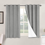Linen Blackout Thermal Insulated  White Liner Grommet Top Curtains