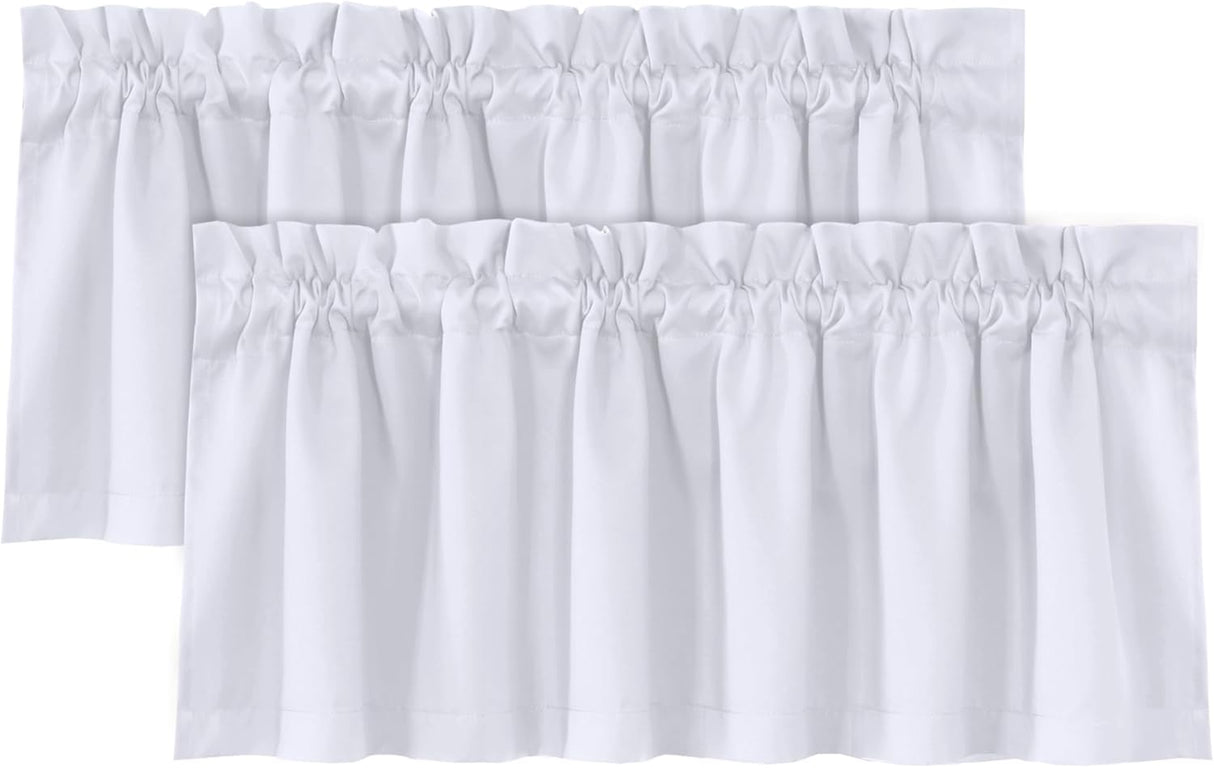 H.VERSAILTEX 100% Blackout Valances for Windows Kitchen Window Rod Pocket Privacy Decorative Curtains 2 Pack