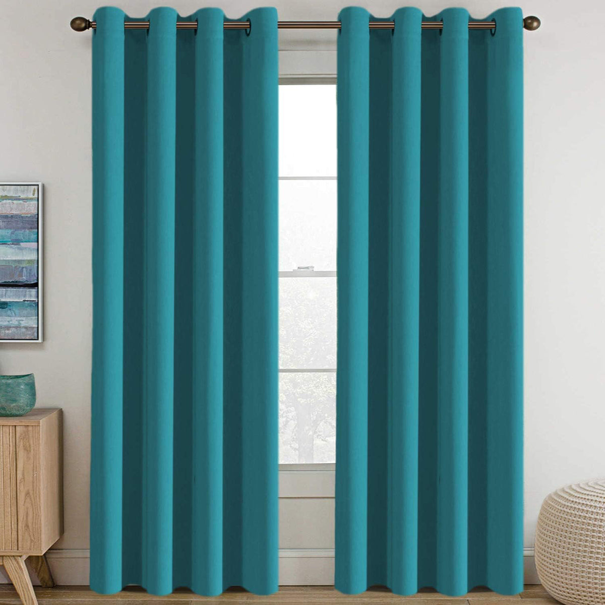 Blackout Thermal Insulated Winow Treatment Extra Long Grommet Top Curtains