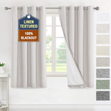 H.VERSAILTEX Linen 100% Blackout Drapes Full Coverage Heat Blocking Curtains for Bedroom