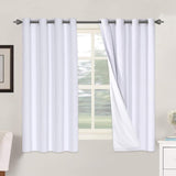 Linen Blackout Thermal Insulated  White Liner Grommet Top Curtains
