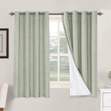Linen Blackout Thermal Insulated  White Liner Grommet Top Curtains