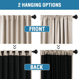 H.VERSAILTEX 100% Blackout Curtains for Bedroom with Black Liner Full Room Darkening Back Tab Rod Pocket 2 Panels