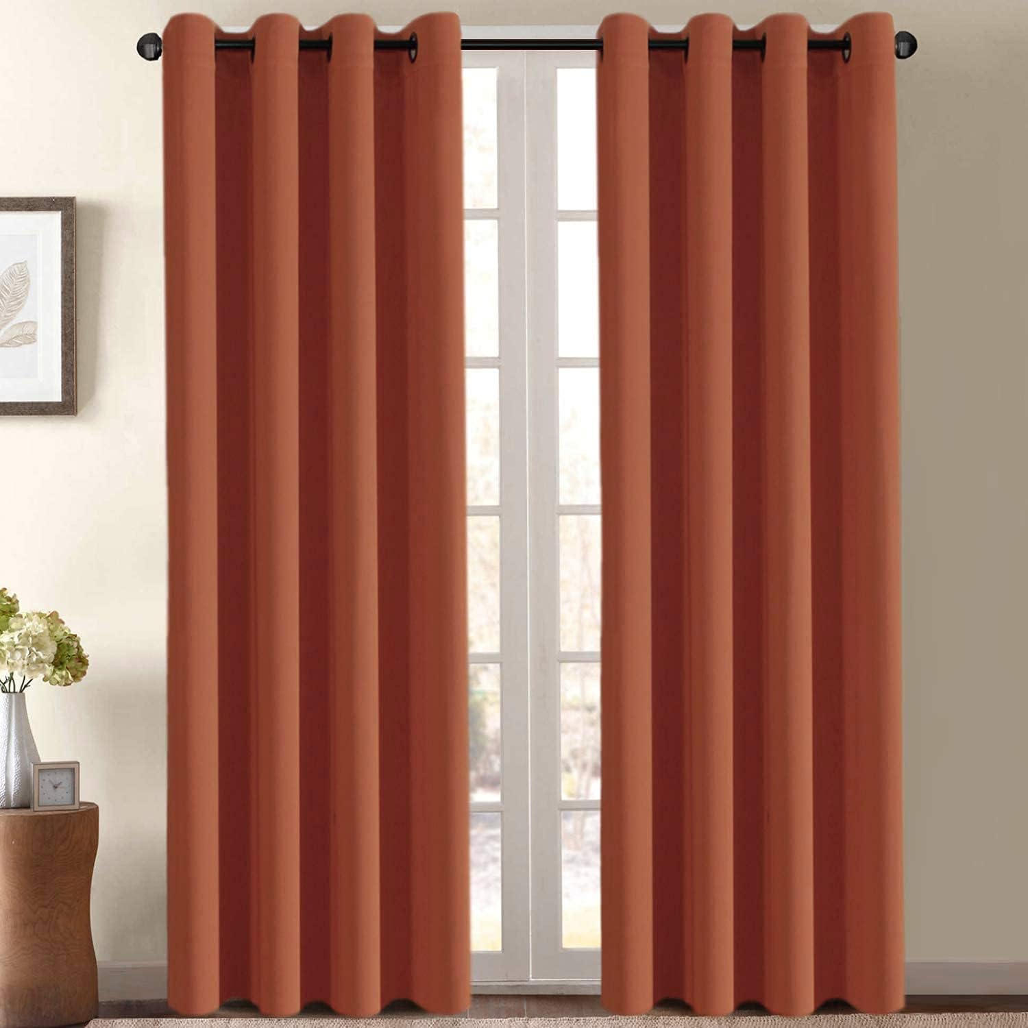 100% Blackout Thermal Insulated Grommet Solid Color Curtains