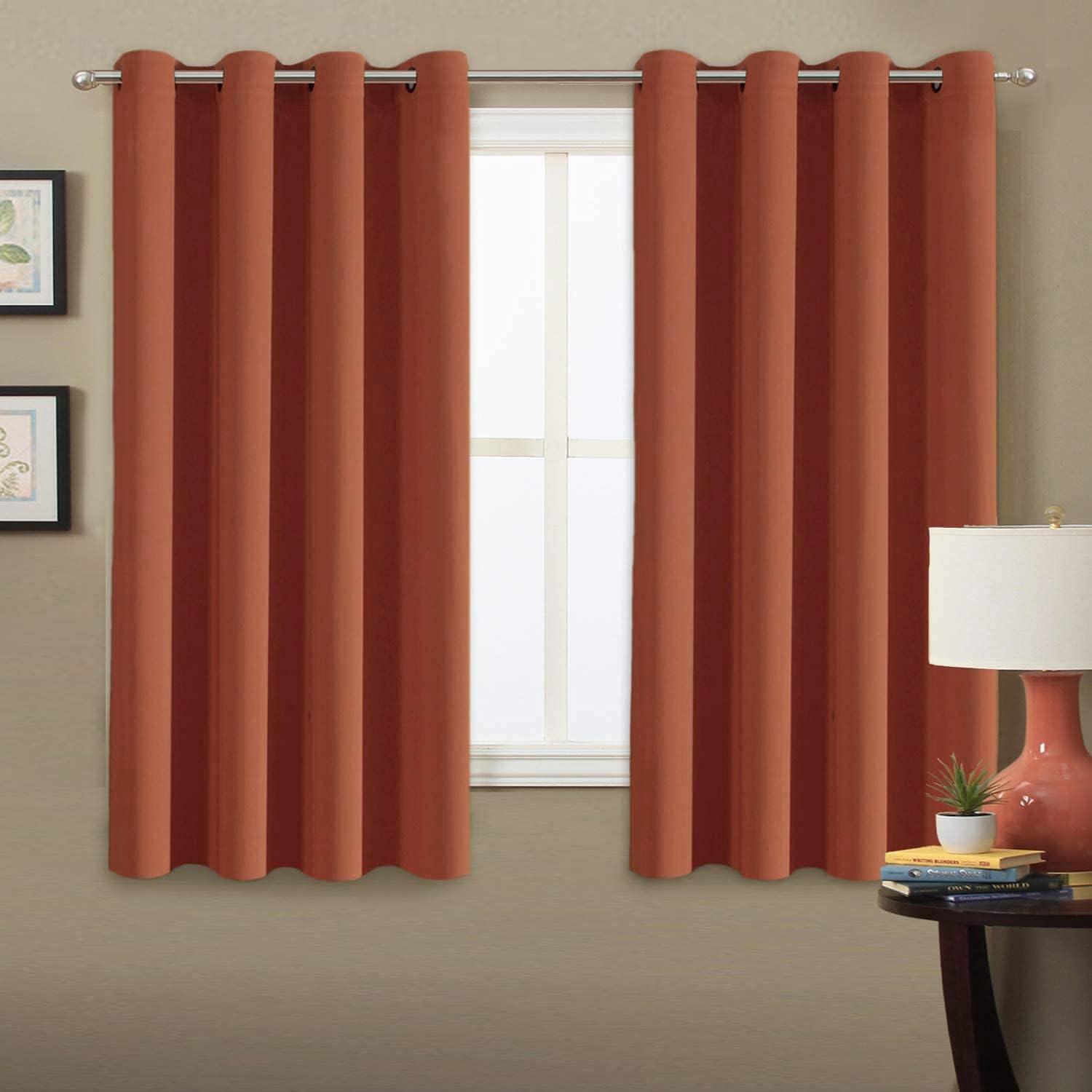 100% Blackout Thermal Insulated Grommet Solid Color Curtains