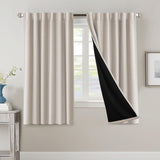 H.VERSAILTEX 100% Blackout Curtains for Bedroom with Black Liner Full Room Darkening Back Tab Rod Pocket 2 Panels