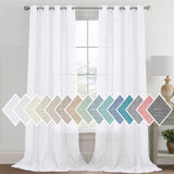 H.VERSAILTEX Linen Sheer Curtains 84 Inch Length Semi Sheer Curtains for Living Room Light Filtering Curtains, 2 Panels (52" W x 84" L, Sea Mist)