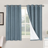 Linen Blackout Thermal Insulated  White Liner Grommet Top Curtains