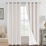 Linen Blackout Thermal Insulated  White Liner Grommet Top Curtains