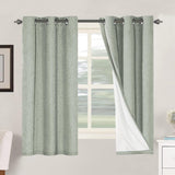 Linen Blackout Thermal Insulated  White Liner Grommet Top Curtains