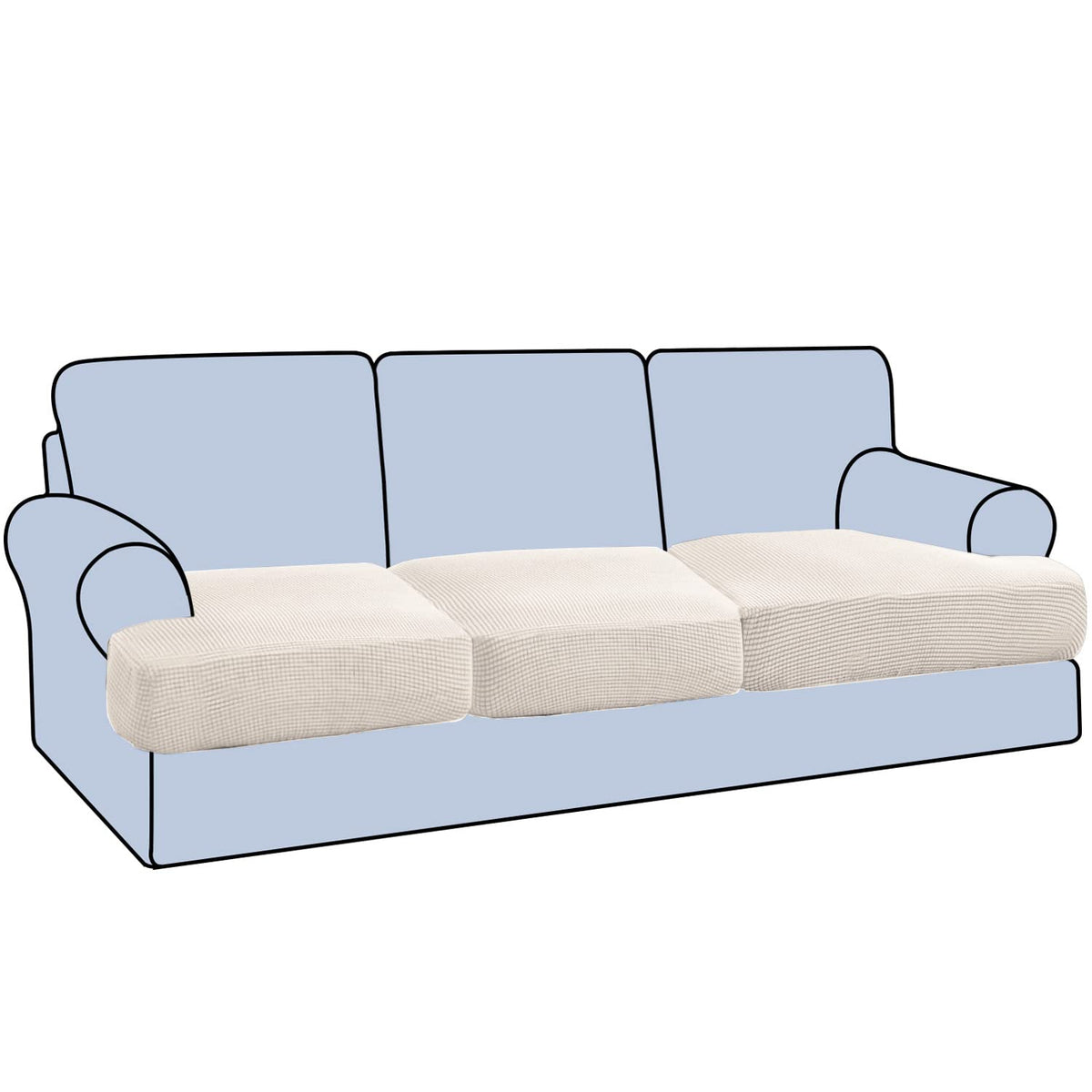 H.VERSAILTEX Stretch 2 Piece T Cushion Sofa Slipcovers Individually Sofa Cushion Covers for 2 Cushion Couch Sofa Seat Cushion Covers with Elastic Bands Featuring Thicker Jacquard Fabric, Dusty Blue