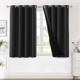 H.VERSAILTEX 100% Blackout Lined Curtains, 2 Thick Layers Completely Blackout Window Treatment Thermal Insulated Drapes for Kitchen/Bedroom (1 Pair, 52" Width x 63" Length Each Panel, Navy)