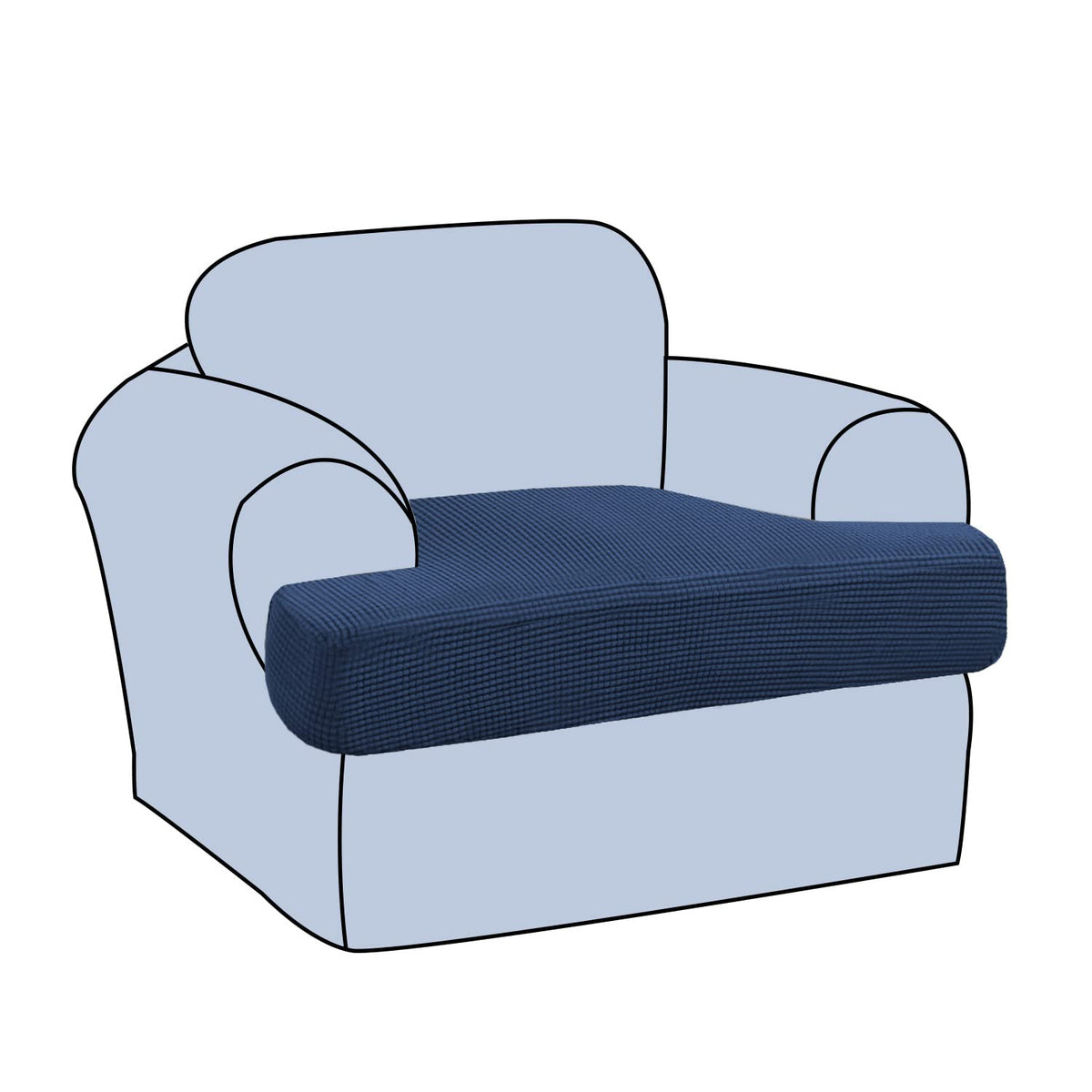 H.VERSAILTEX Stretch 2 Piece T Cushion Sofa Slipcovers Individually Sofa Cushion Covers for 2 Cushion Couch Sofa Seat Cushion Covers with Elastic Bands Featuring Thicker Jacquard Fabric, Dusty Blue