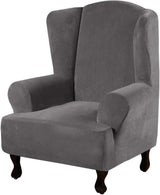 H.VERSAILTEX Velvet Wingback Chair Cover – Plush High Stretch Slipcover, 1 Piece