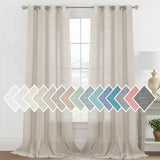 H.VERSAILTEX Linen Sheer Curtains 84 Inch Length Semi Sheer Curtains for Living Room Light Filtering Curtains, 2 Panels (52" W x 84" L, Sea Mist)