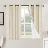 Linen Blackout Thermal Insulated  White Liner Grommet Top Curtains