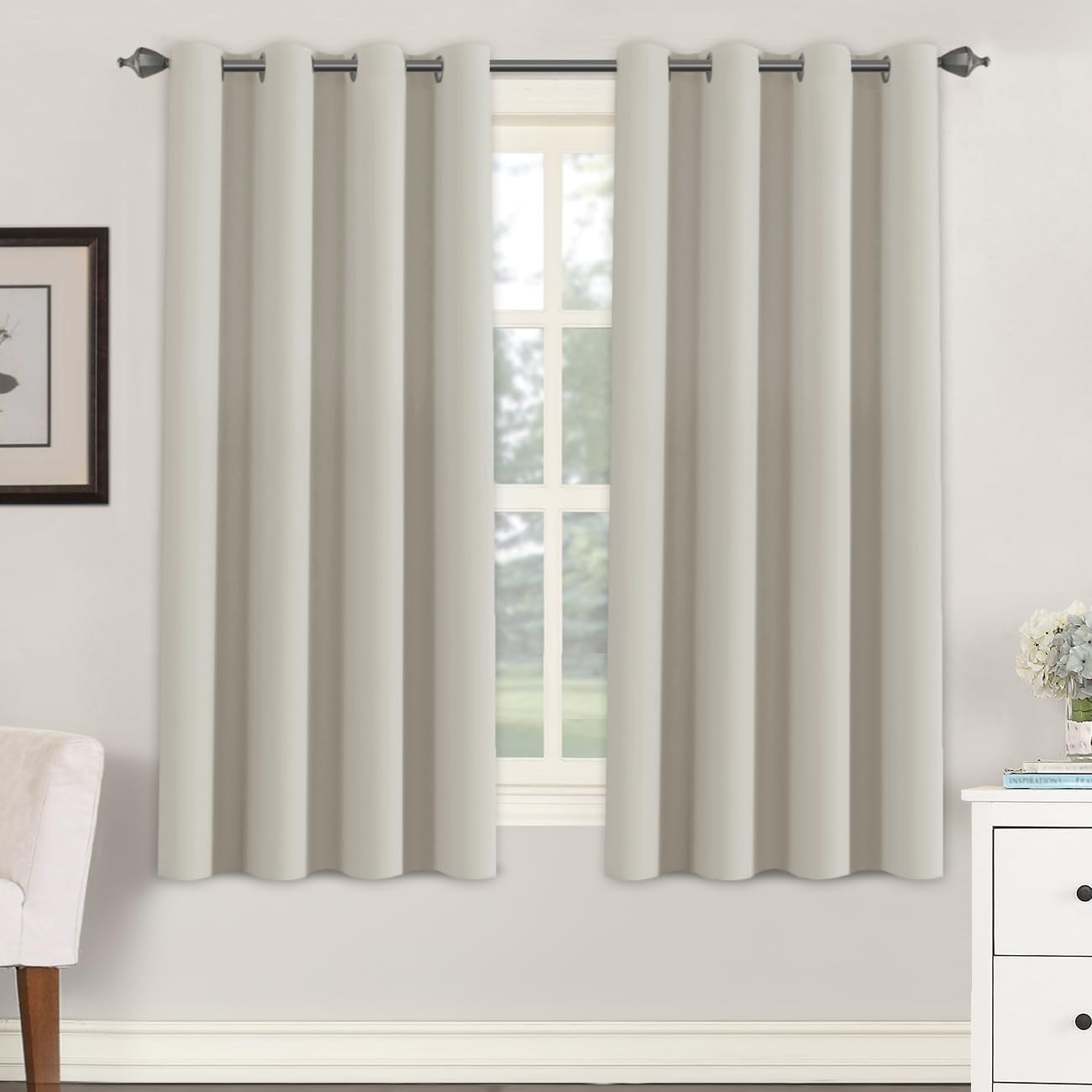 Blackout Curtains Thermal Insulated Grommet Top Solid Color Curtains