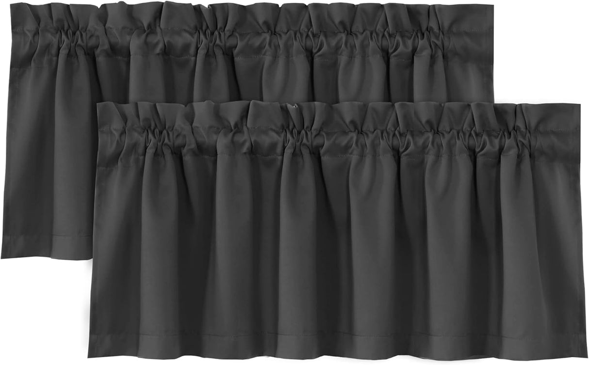H.VERSAILTEX 100% Blackout Valances for Windows Kitchen Window Rod Pocket Privacy Decorative Curtains 2 Pack