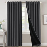 H.VERSAILTEX 100% Blackout Curtains for Bedroom with Black Liner Full Room Darkening Back Tab Rod Pocket 2 Panels