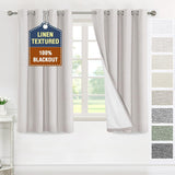 H.VERSAILTEX Linen 100% Blackout Drapes Full Coverage Heat Blocking Curtains for Bedroom
