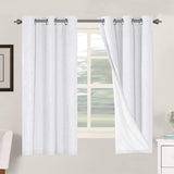 Linen Blackout Thermal Insulated  White Liner Grommet Top Curtains