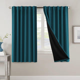 H.VERSAILTEX 100% Blackout Curtains for Bedroom with Black Liner Full Room Darkening Back Tab Rod Pocket 2 Panels